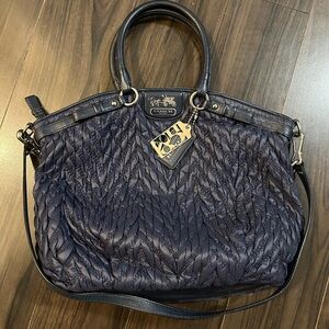 Coach Dark Blue Quilted Shoulder Bag